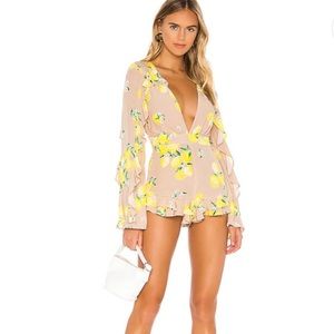 NWT Majorelle Devon Ruffle Romper in Tan Lemon